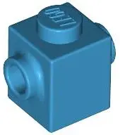 Dark Azure Brick, Modified 1 x 1 with Studs on 2 Sides, Opposite
