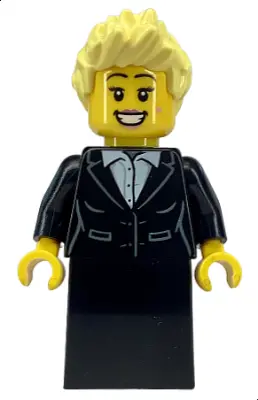 Carol Singer - Female, Black Suit Jacket with White Button Up Shirt, Black Skirt, Bright Light Yello