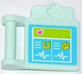 Light Aqua Friends Accessories Medical Clipboard with Bar Handle with Pink Heart, Yellow Horseshoe, 