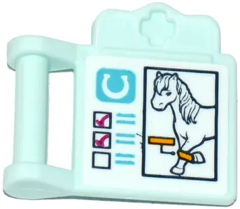 Light Aqua Friends Accessories Medical Clipboard with Bar Handle with Horseshoe, Ticked Boxes and Ho