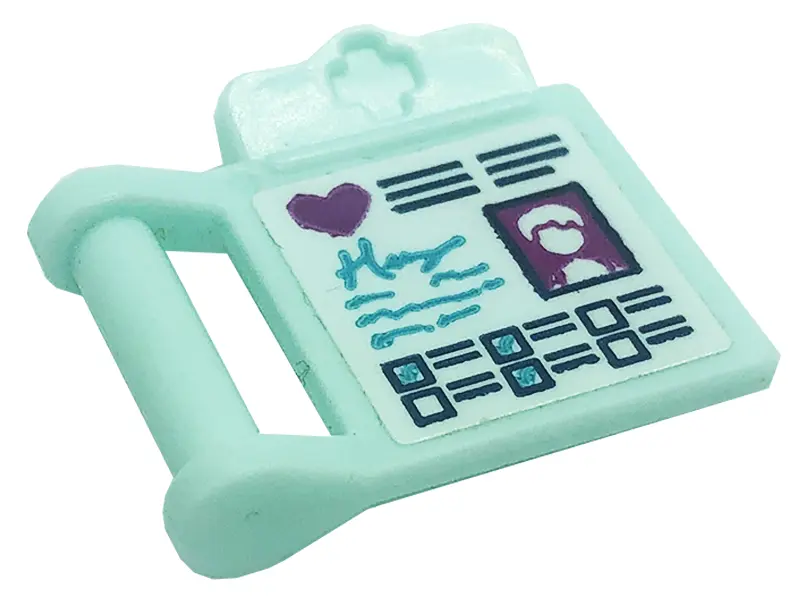 Light Aqua Friends Accessories Medical Clipboard with Bar Handle with Magenta Heart, Ticked Boxes an