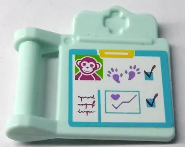 Light Aqua Friends Accessories Medical Clipboard with Bar Handle with Monkey, Medium Lavender Paw Pr