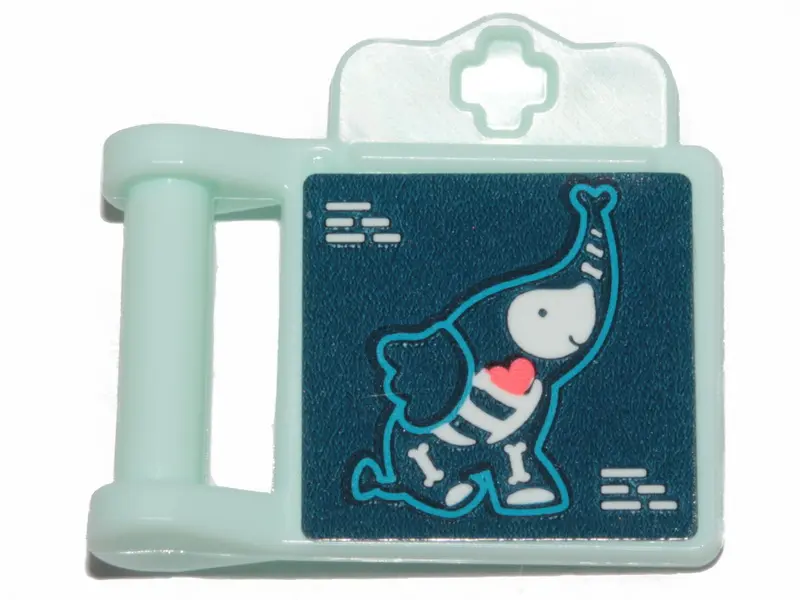 Light Aqua Friends Accessories Medical Clipboard with Bar Handle with Elephant X-Ray Pattern (Sticke