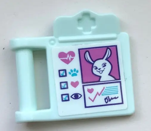 Light Aqua Friends Accessories Medical Clipboard with Bar Handle with Rabbit, Hearts, Eye and Paw Pr