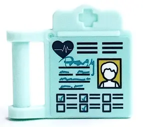 Light Aqua Friends Accessories Medical Clipboard with Bar Handle with Dark Blue Heart, Ticked Boxes 