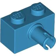 Dark Azure Brick, Modified 1 x 2 with Pin and Bottom Stud Holder