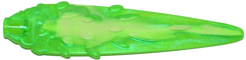 Satin Trans-Bright Green Flame / Vapor Trail with Ovals and Axle Hole End with Marbled Yellowish Gre