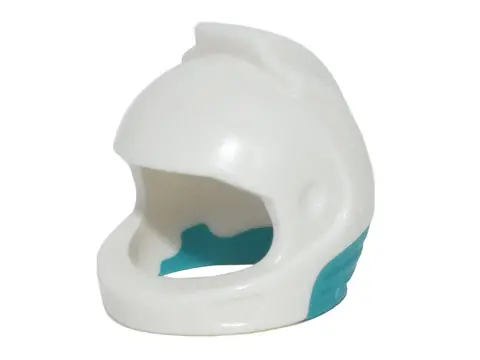 White Minifigure, Headgear Helmet Space, City Astronaut with Molded Dark Turquoise Neck Base Pattern