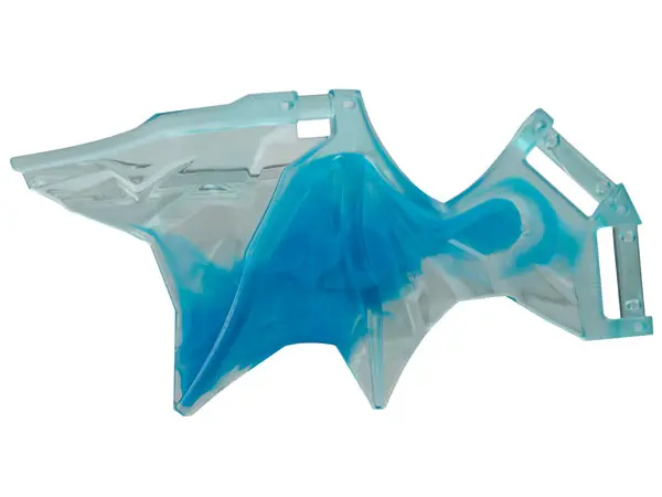 Trans-Light Blue Dragon Wing 11 x 5 with Bar Handles with Marbled Dark Azure Pattern