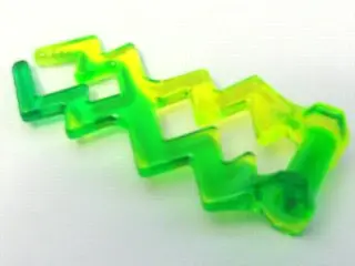 Trans-Neon Green Wave Angular Double with Bar Handle (Electric Zigzag / Lightning Bolt) with Marbled