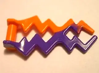 Orange Wave Angular Double with Bar Handle (Electric Zigzag / Lightning Bolt) with Marbled Dark Purp