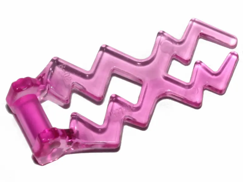 Trans-Dark Pink Wave Angular Double with Bar Handle (Electric Zigzag / Lightning Bolt)