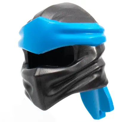 Pearl Dark Gray Minifigure, Headgear Ninjago Wrap Type 4 with Molded Dark Azure Headband  Pattern