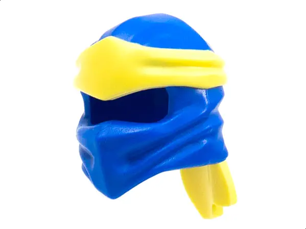 Blue Minifigure, Headgear Ninjago Wrap Type 4 with Molded Bright Light Yellow Headband  Pattern