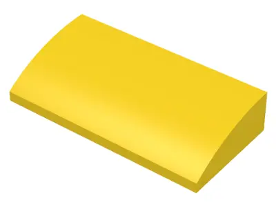Yellow Slope, Curved 2 x 4 x 2/3 without Bottom Tubes