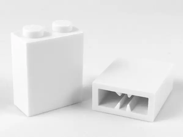 White Brick 1 x 2 x 2 with Inside Axle Holder