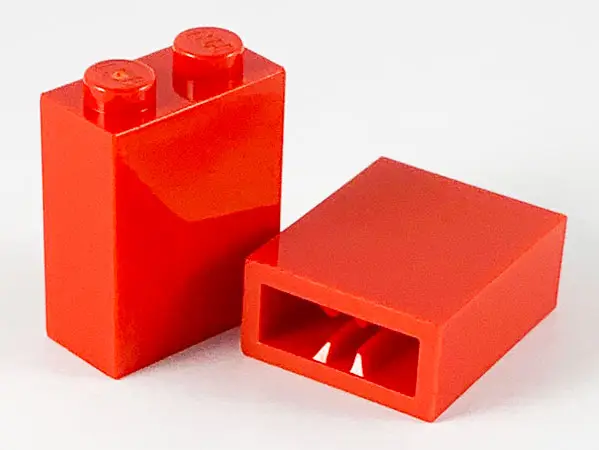 Red Brick 1 x 2 x 2 with Inside Axle Holder