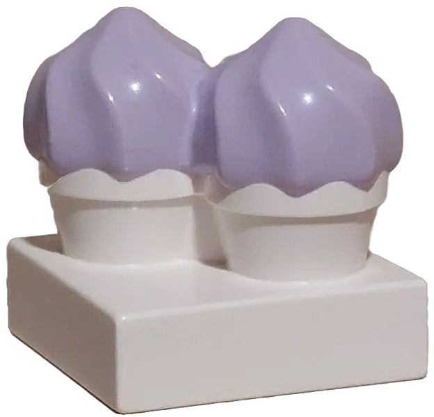 White Duplo Cupcakes with Molded Lavender Swirl Icing Pattern