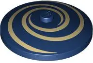 Dark Blue Dish 4 x 4 Inverted (Radar) with Solid Stud with Tan Spirals / Swirls Pattern