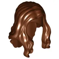 Brown Minifigure, Hair Long Wavy with Center Part