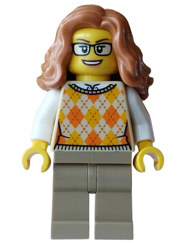 Choir Double Bass Player - Female, Tan Knit Argyle Sweater Vest