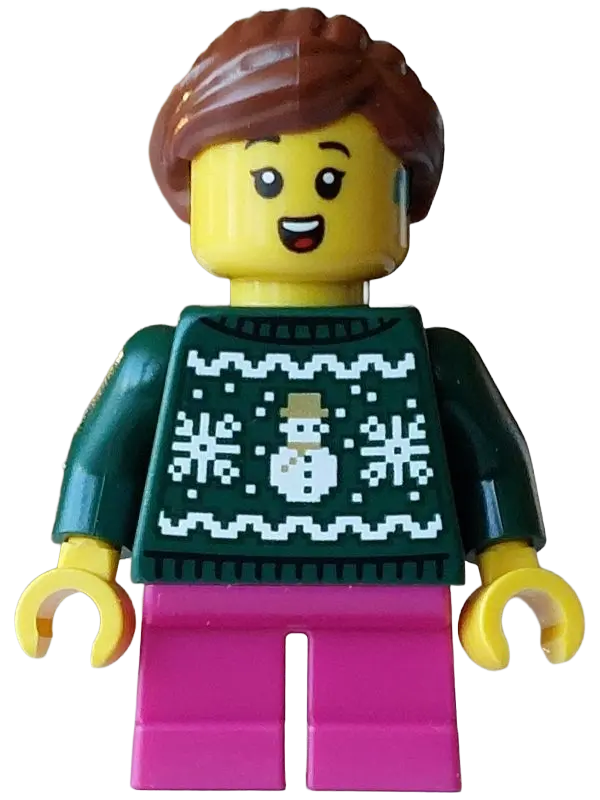 Choir Singer / Caroler - Girl, Dark Green Knit Fair Isle Holiday Sweater