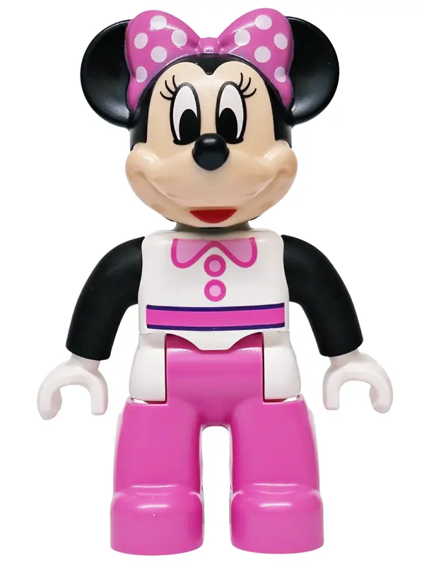 Figure Lego Ville, Minnie Mouse, White Top with Black Sleeves, Dark Pink Legs (6600689)