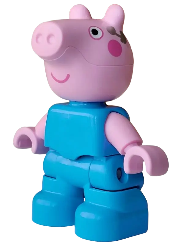 Figure Lego Ville, George Pig - Dark Azure Plain Outfit with Silver Earpiece Pattern (6600808)