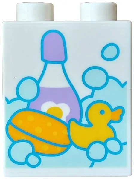 Duplo, Brick 1 x 2 x 2 with Light Aqua Bath Water and Bubbles, Medium Lavender Shampoo Bottle, Brigh