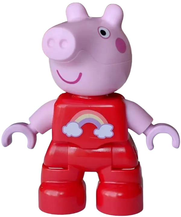 Figure Lego Ville, Peppa Pig - Red Outfit with Coral, Bright Light Yellow and Medium Lavender Rainbo
