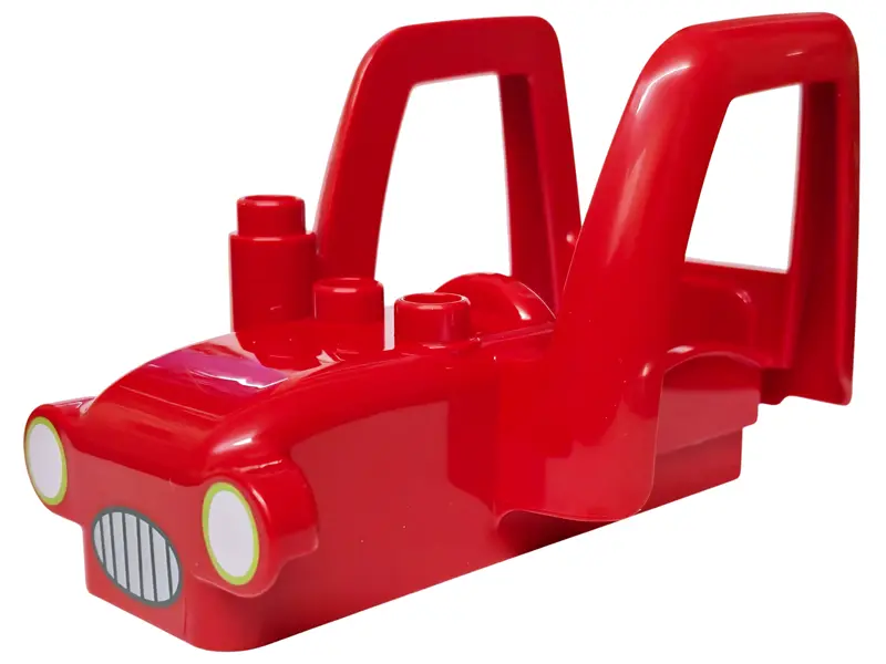 Duplo Car Body Tractor with 2 Studs, Exhaust Pipe, Dark Bluish Gray and Silver Radiator, Lime and Wh