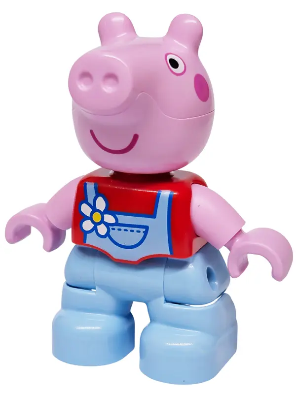 Figure Lego Ville, Peppa Pig - Bright Light Blue Overalls with White and Yellow Flower (6601198)