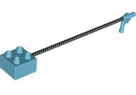 Medium Azure Duplo, Brick 2 x 2 with Black Hose and Nozzle
