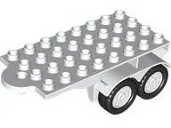 White Duplo Trailer Flatbed 4 x 8 with Hook and Four Black Wheels with White Hubs