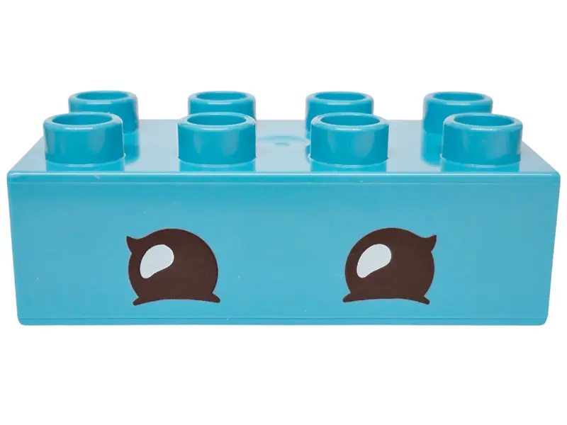 Azure Duplo, Brick 2 x 4 with Dark Brown Eyes and Lower Eyelids Pattern