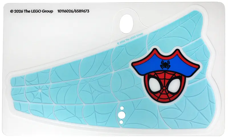 Sail Triangular with Red and Black Spider-Man (Spidey) Head with Blue Pirate Hat on Medium Azure and
