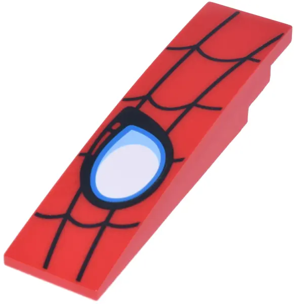 Slope, Curved 8 x 2 with Bright Light Blue and White Eye and Black Spider Web Pattern Model Left Sid