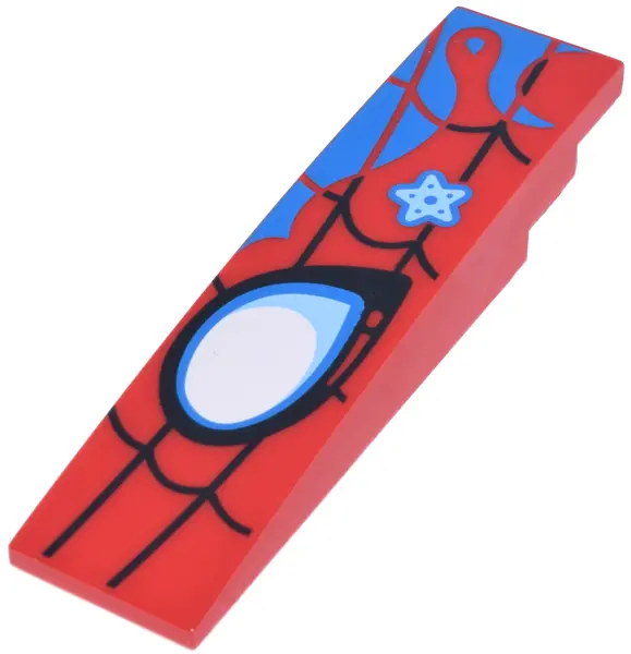 Slope, Curved 8 x 2 with Bright Light Blue and White Eye, Black Spider Web, Blue Swirls and Star Pat