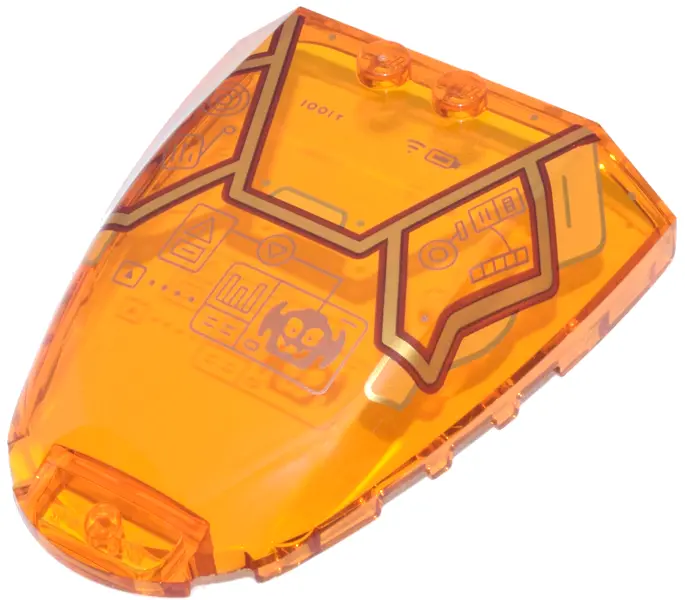 Trans-Orange Windscreen 6 x 7 x 1 1/3 with Gold and Dark Red Frame, Copper Head-Up Display (HUD), Ba