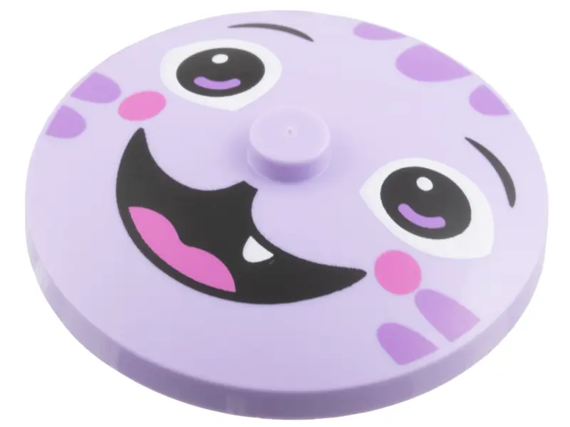 Dish 4 x 4 Inverted (Radar) with Solid Stud with Medium Lavender Stripes, Black Eyebrows, Dark Pink 