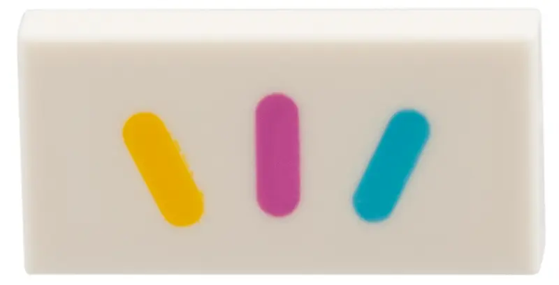 Tile 1 x 2 with Bright Light Orange, Magenta, and Medium Azure Sprinkles Pattern