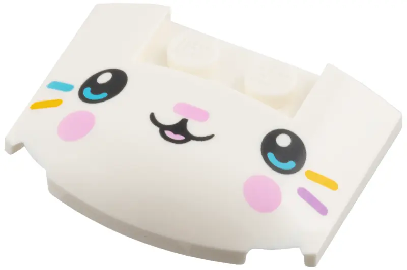 Wedge 3 x 4 x 2/3 Triple Curved with Black Eyes, Bright Pink Nose and Cheeks, Bright Light Orange, M