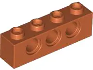 Dark Orange Technic, Brick 1 x 4 with Holes