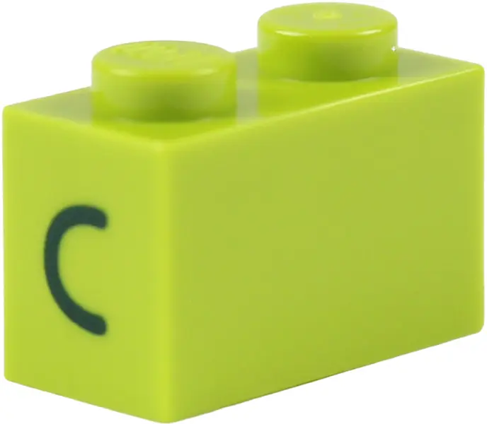 Brick 1 x 2 with Dark Green Black Eye Closed (Curved Line) Pattern on Both Sides