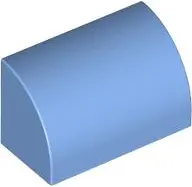 Blue Slope, Curved 1 x 2 with Bottom Stud Holder