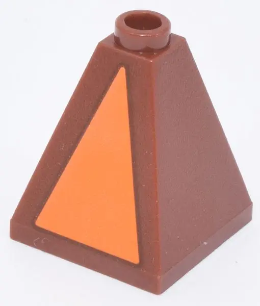 Brown Slope 75 2 x 2 x 2 Quadruple Convex with Orange Triangle on One Side Pattern