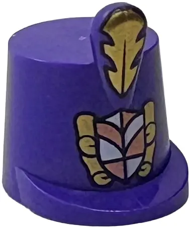 Purple Minifigure, Headgear Hat, Imperial Guard Shako with Gold Feather Plume and Badge with Copper 