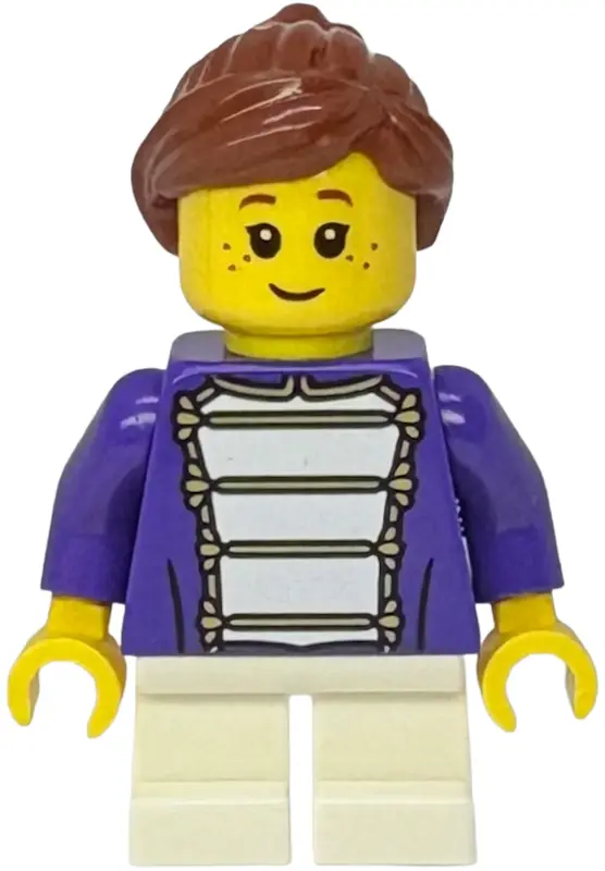 Street Child - Girl, Dark Purple Marching Band Jacket, White Short Legs, Reddish Brown Hair