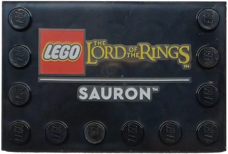 Tile, Modified 4 x 6 with Studs on Edges with LEGO The Lord of the Rings Logo and White 'SAURON' Pat