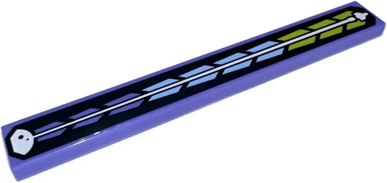 Violet Tile 1 x 8 with White Spaceship Launching from Planet with Blue Violet, Bright Light Blue, an